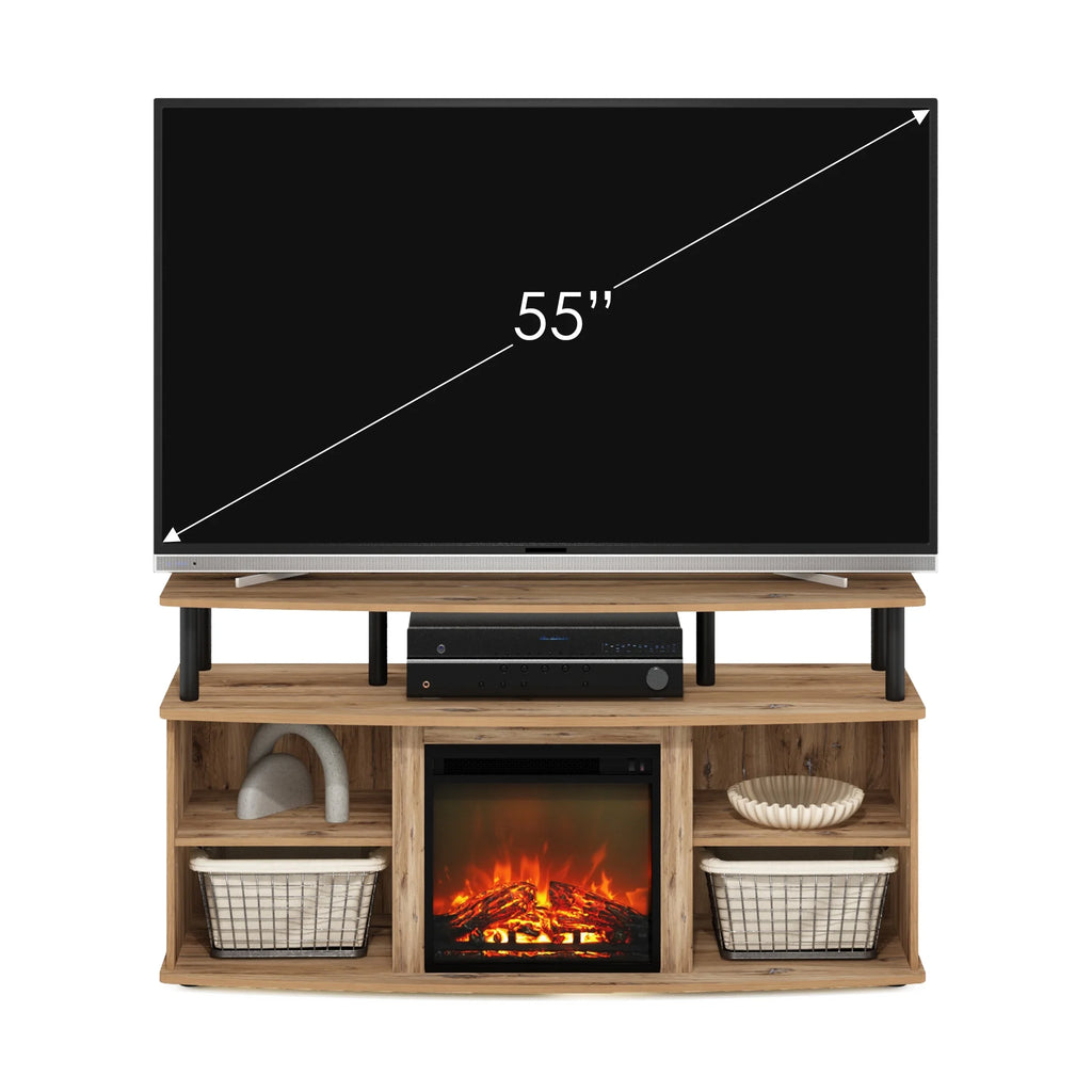 Flagstaff Oak Black Open Shelving Fireplace Entertainment Center D6620