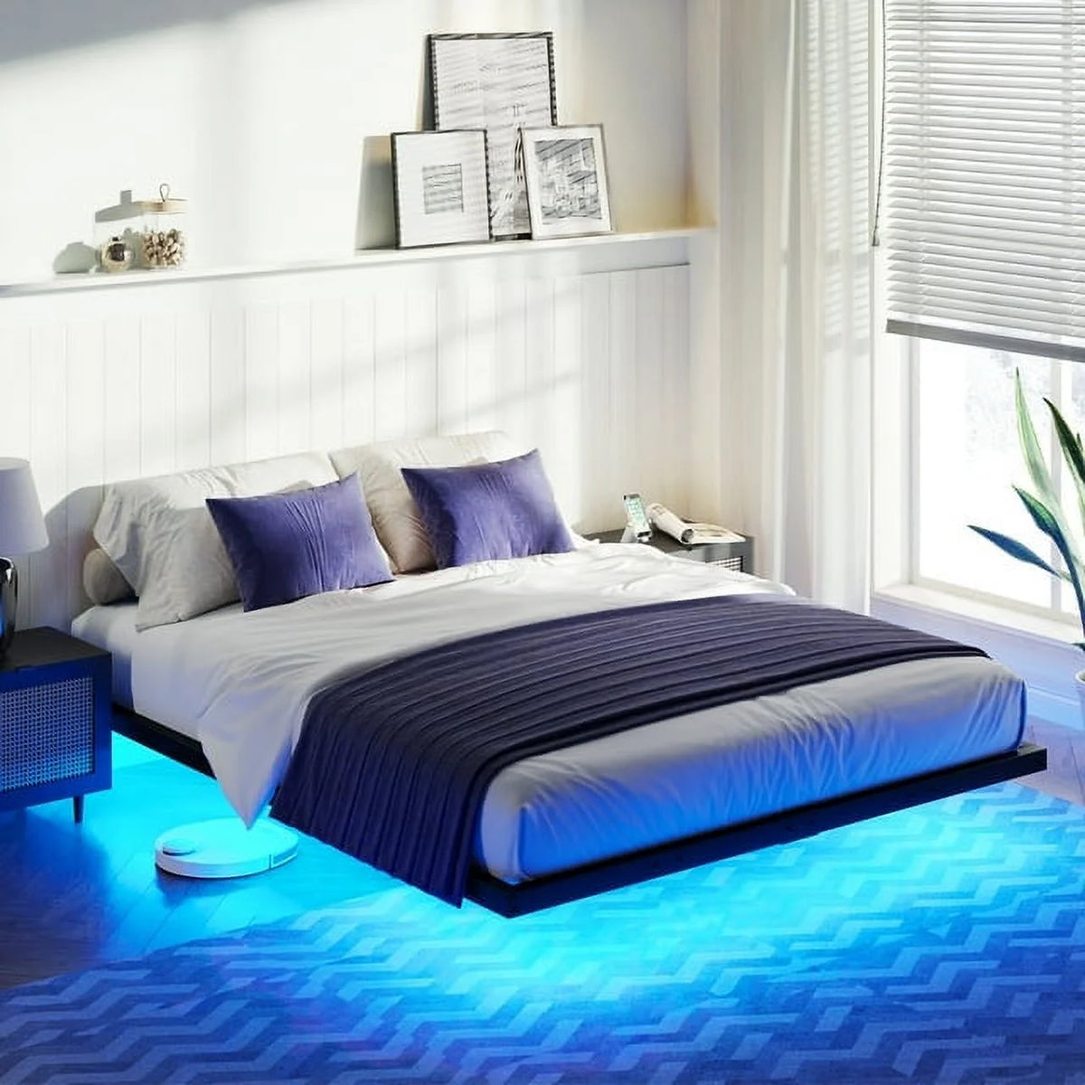 Queen Size LED Metal Platform Bed Frame Y208