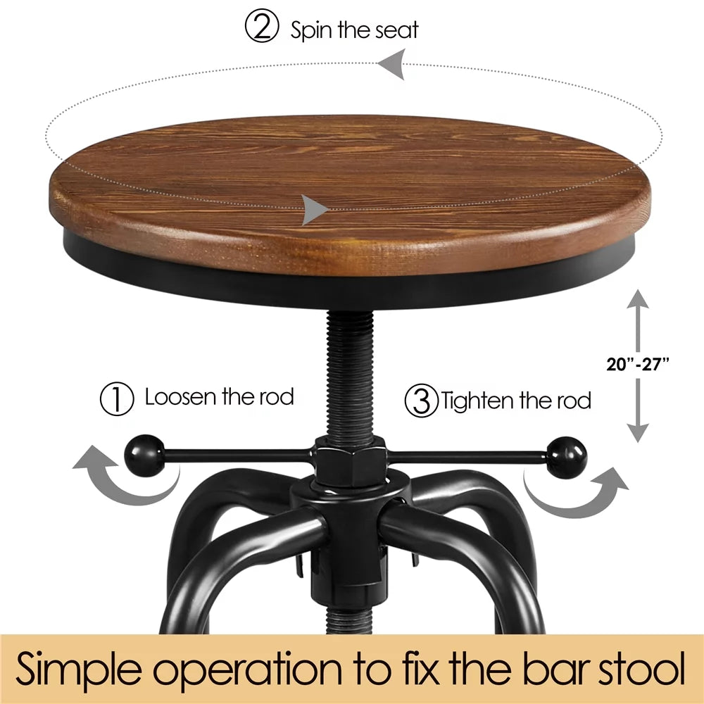 Round Wood Metal Bar Stool H609