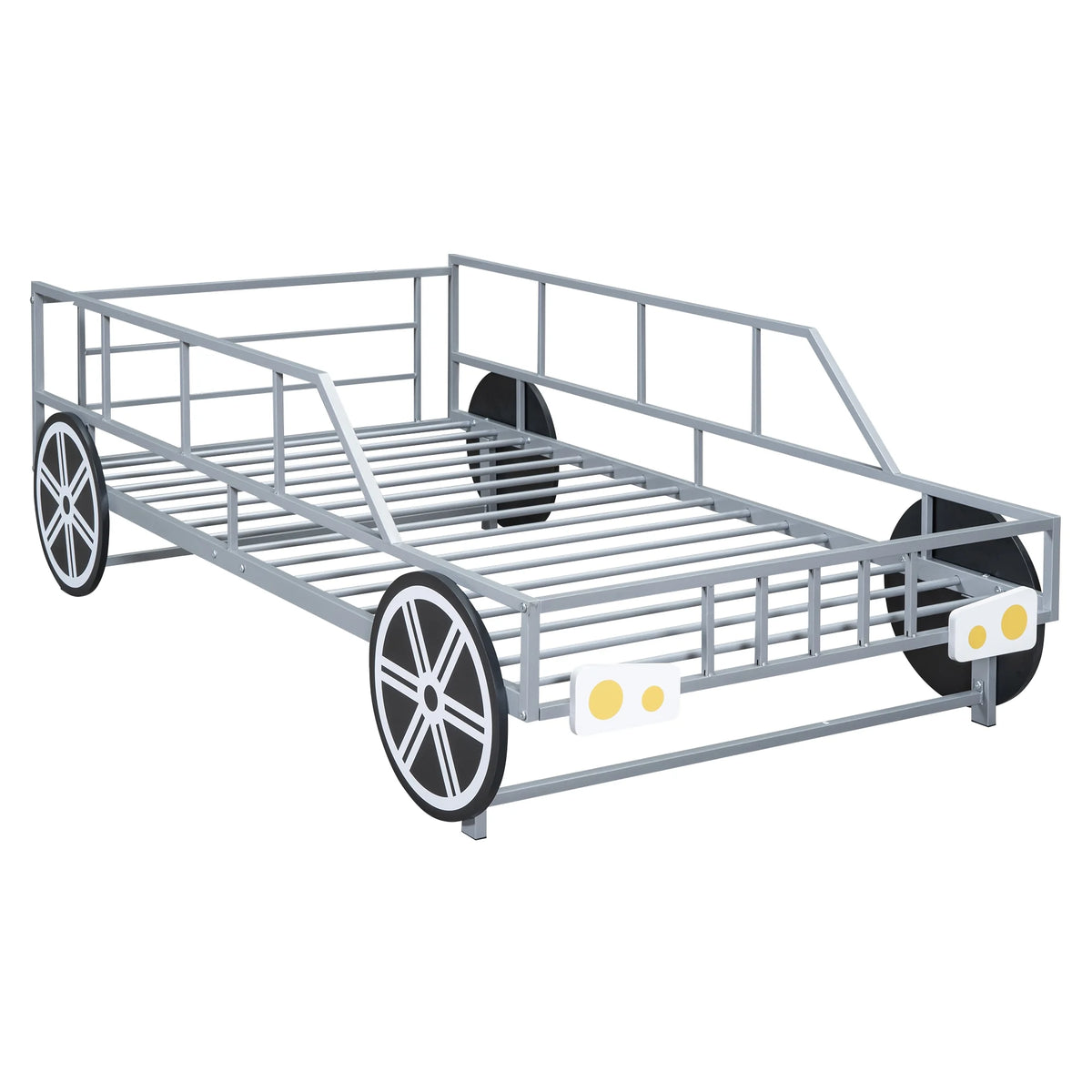 Metal Twin Size Car-Shaped Platform Bed with Tires G5334