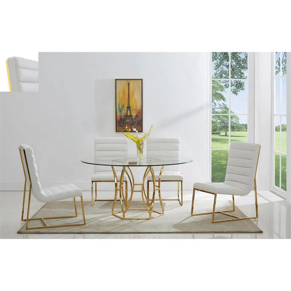 60" Stainless Steel and Glass Round Dining Table E8183