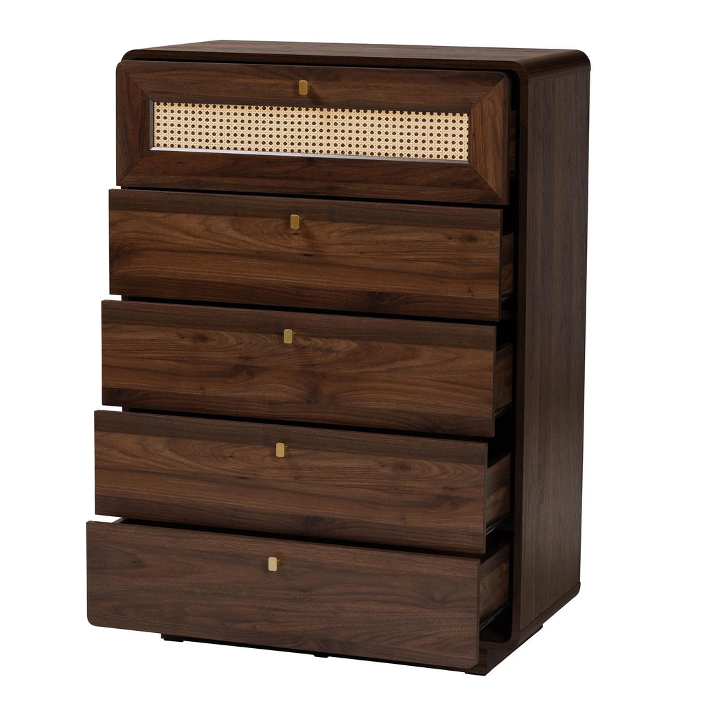 5 Drawer Walnut Brown Chest Y660