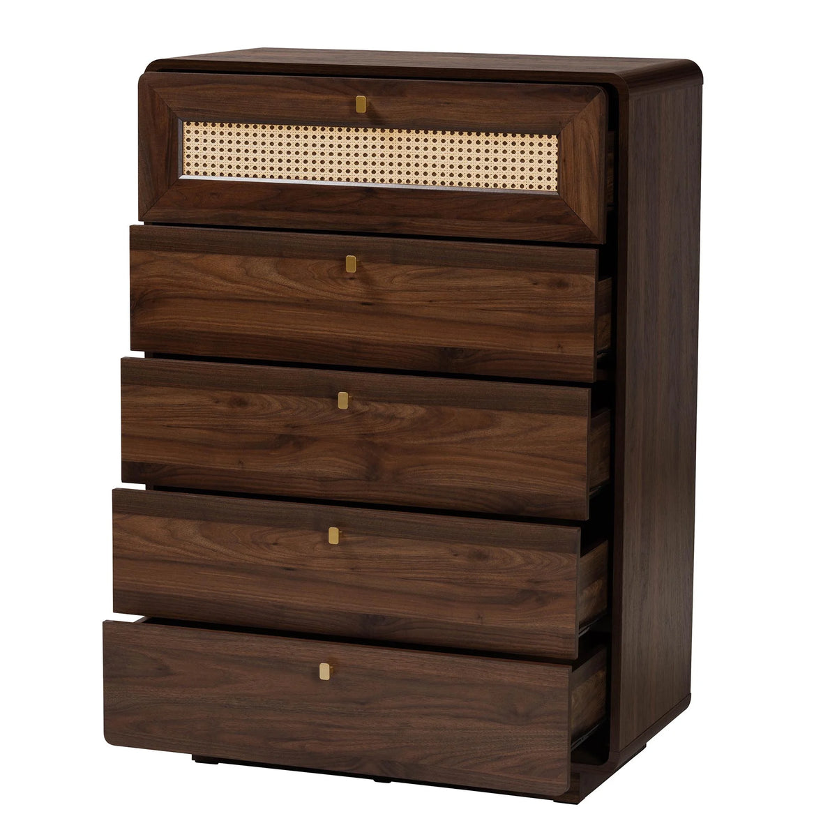 5 Drawer Walnut Brown Chest Y660