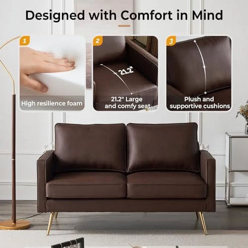 PU Leather Accent Chair with Golden Metal Legs X78578