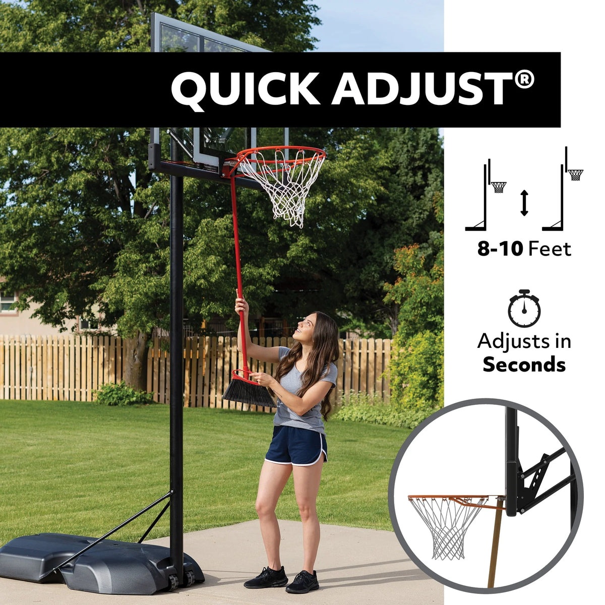 Adjustable Inground Basketball Hoop 44 inch Polycarbonate D42578