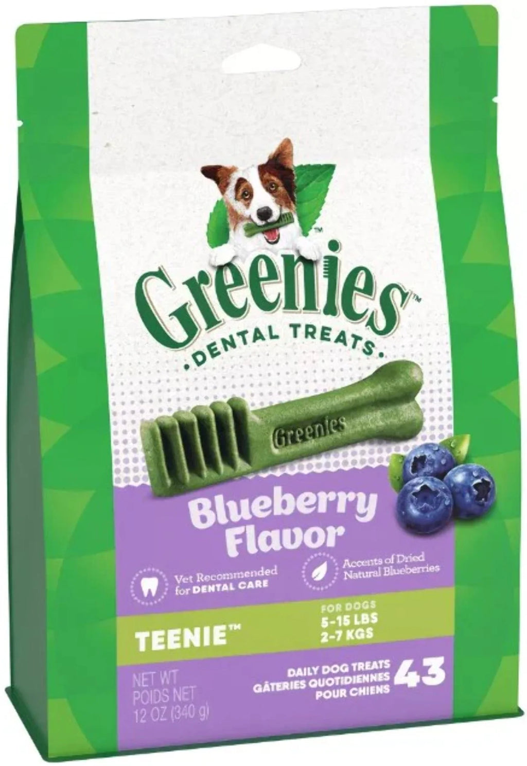 Blueberry Flavor Dental Treats for Dogs 12 oz Pouch M3517