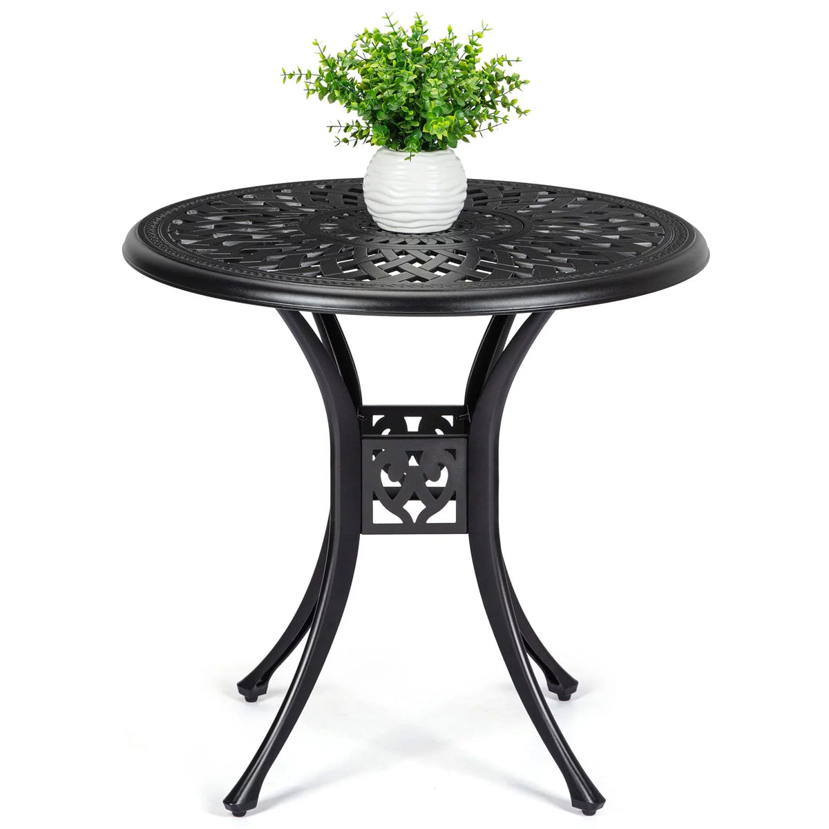 Cast Aluminum Round Bistro Table with Umbrella Hole O2451