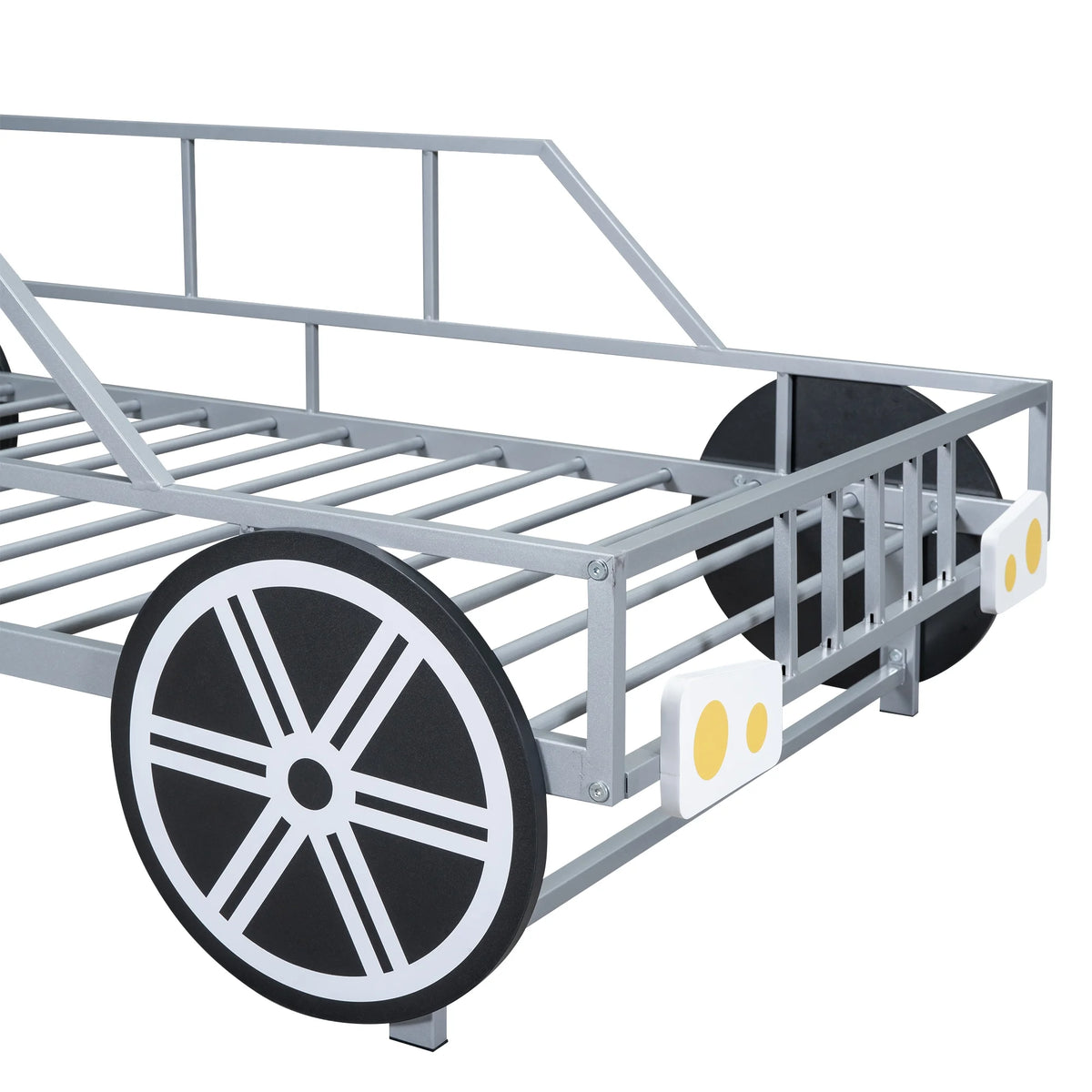 Metal Twin Size Car-Shaped Platform Bed with Tires G5334