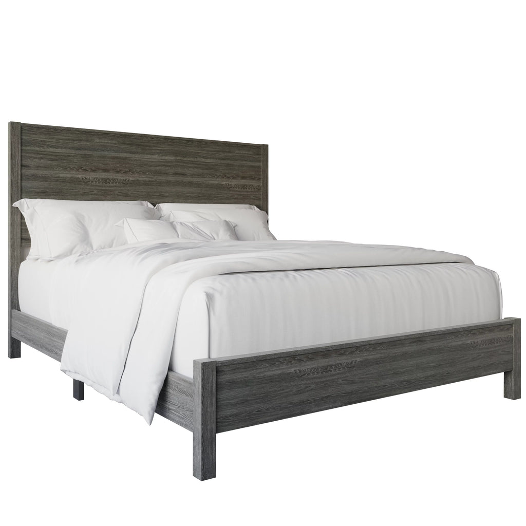 Wood Panel Queen Bed Dark Grey V55396