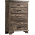 5 Gliding Drawers Rustic Gray Solid Wood Dresser Chest M6242