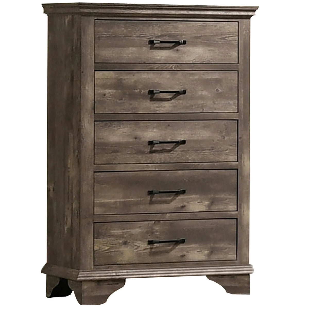 5 Gliding Drawers Rustic Gray Solid Wood Dresser Chest M6242