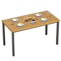 55 inch Teak Black Wood Office Desk with Metal Frame P8290