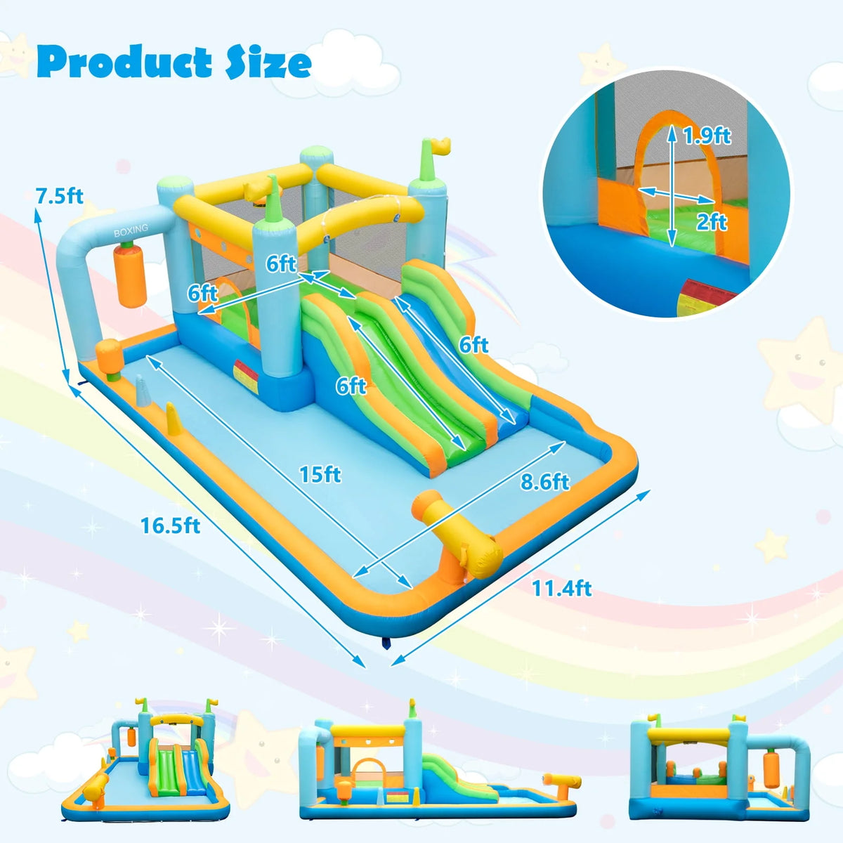 Inflatable Water Slide Park with Double Slides Splash Pool G16858