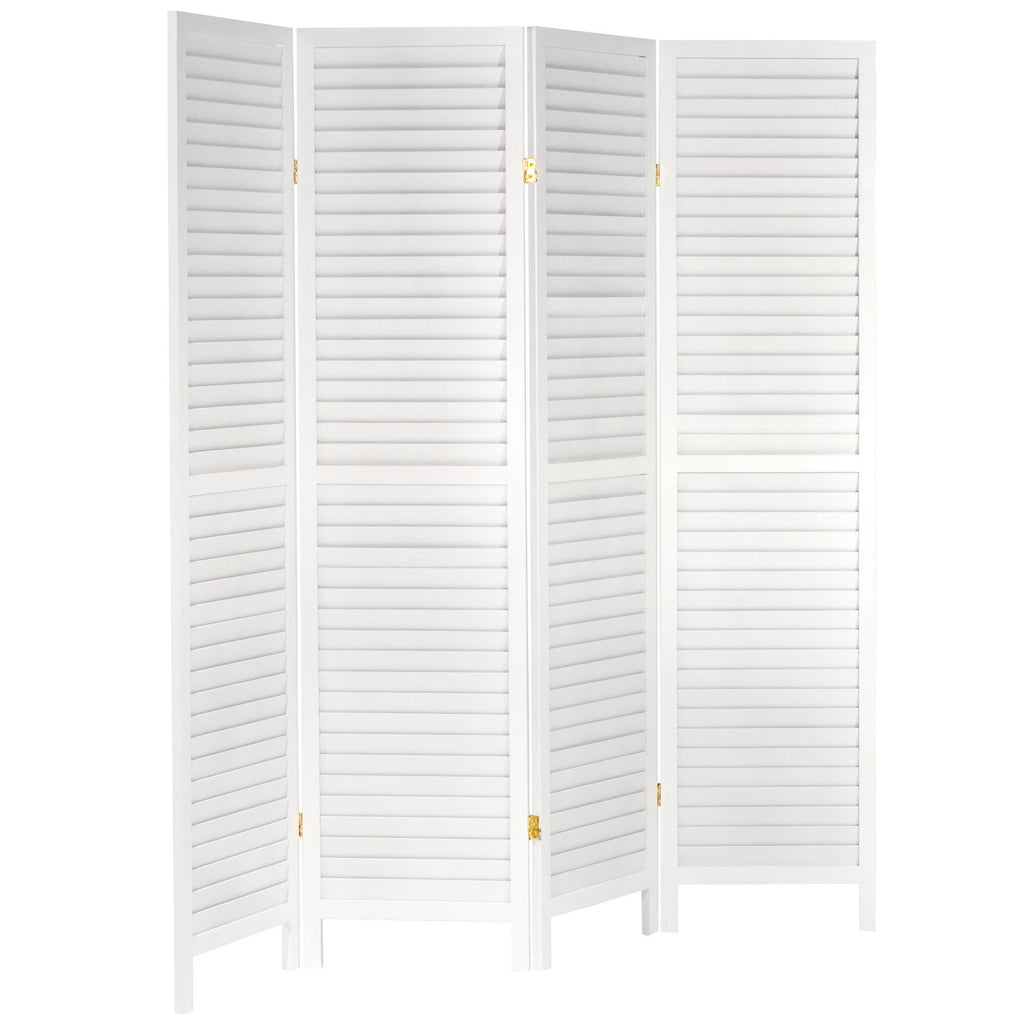 6 ft. Tall Wooden Louvered Room Divider White - 4 Panel C1333