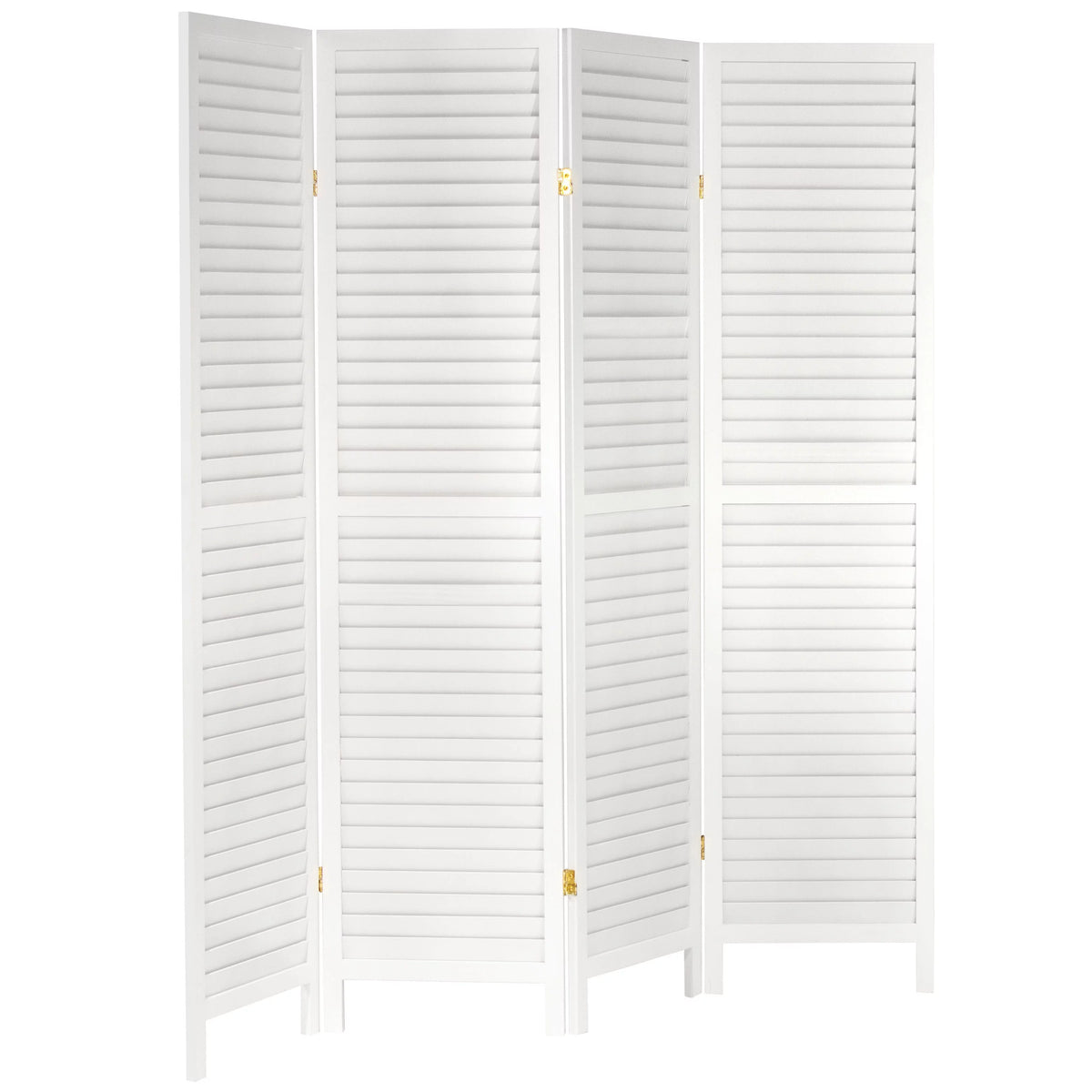 6 ft. Tall Wooden Louvered Room Divider White - 4 Panel C1333