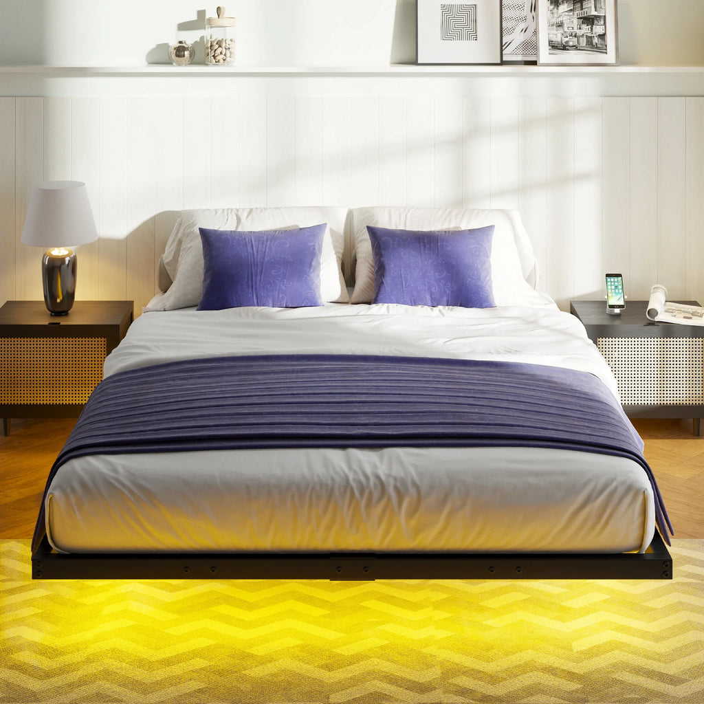 Queen Size LED Metal Platform Bed Frame Y208