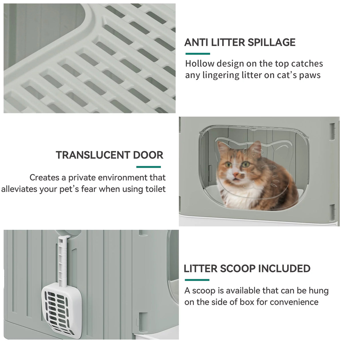 Large Enclosed Cat Litter Box with Cushion & Litter Scoop V2149