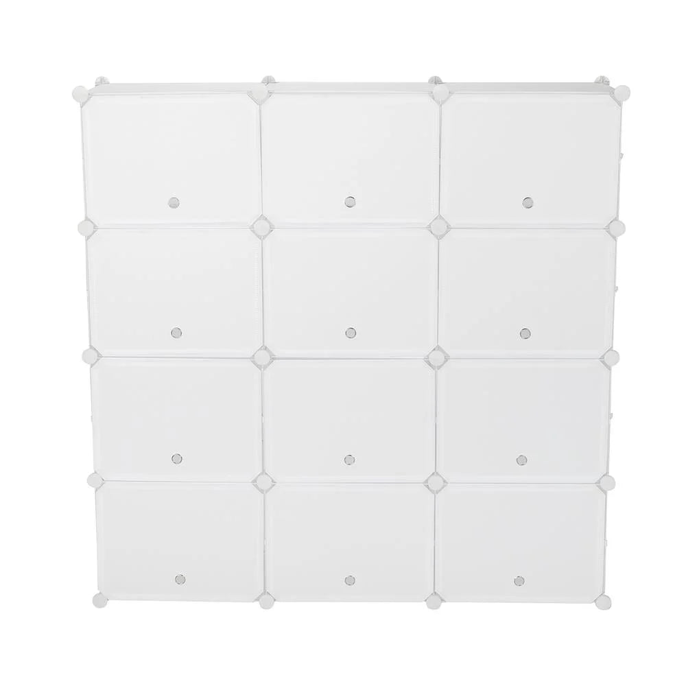 12 Cubes Stackable Shoe Storage Cabinet 8 Tiers White K32778
