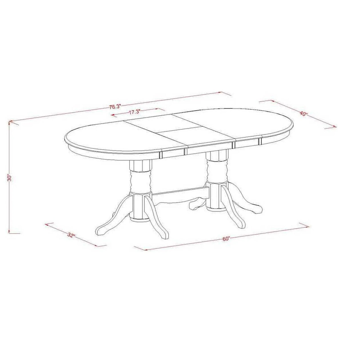5 Piece Oval Dining Room Set with 4 Chairs Oak C326