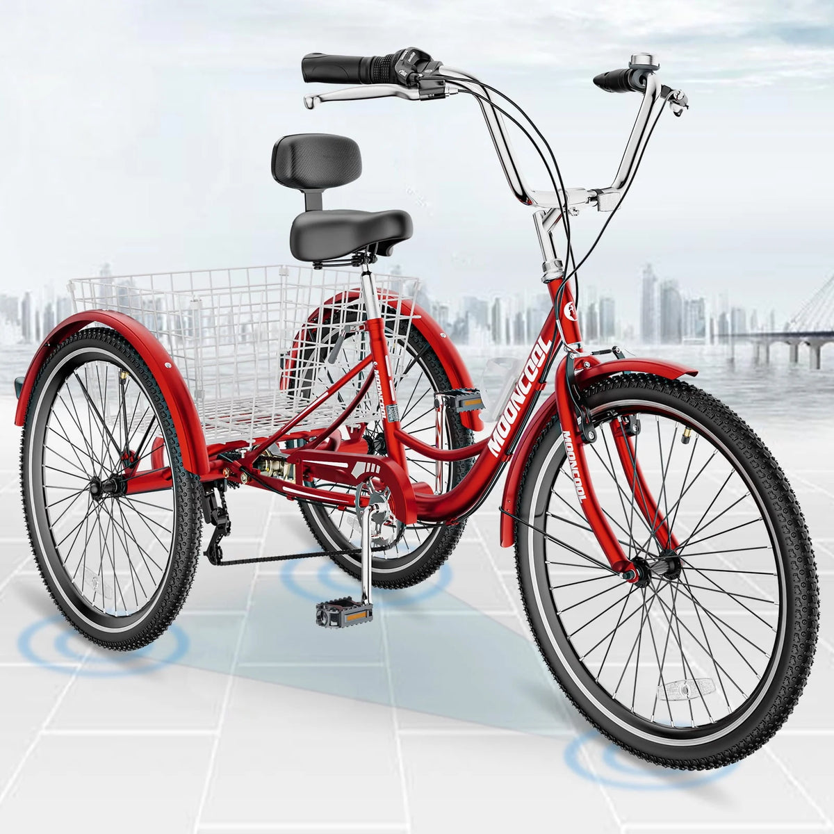 24 Adult Folding 7 Speed Tricycle with Cargo Basket, Black M71030