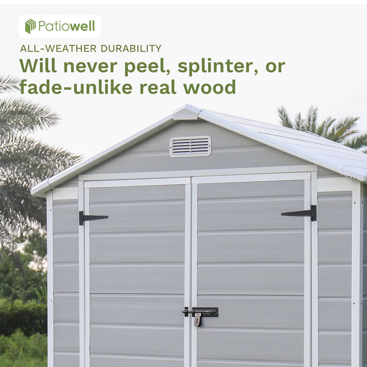 6x4 Resin Outdoor Storage Shed Grey & White H58157