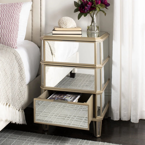 3-Drawer Mirrored Nightstand L9704
