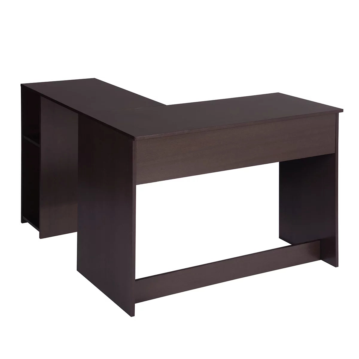 Brown L-Shaped Corner Desk with 2 Shelves T574515