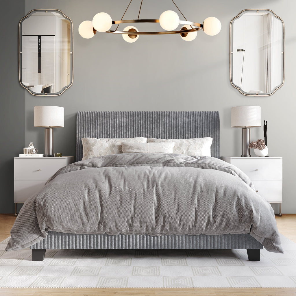 Black Velvet Upholstered Full Bed W7338