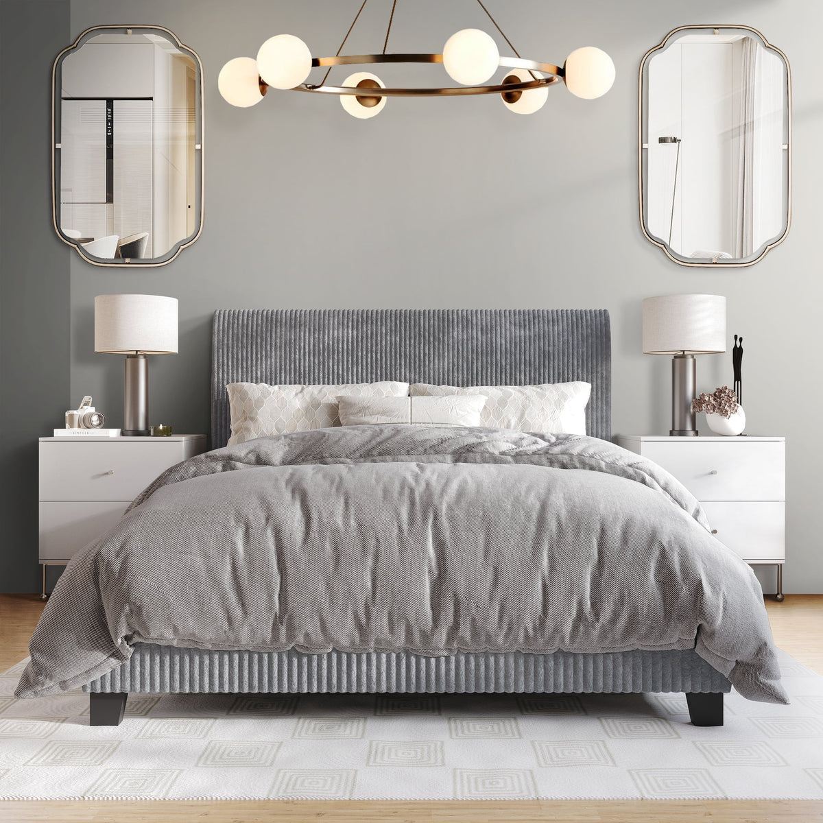 Black Velvet Upholstered Full Bed W7338
