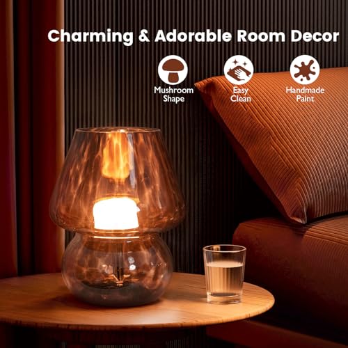 Mushroom Small Bedside Table Lamp with 3 Temperature LED Bulb P747