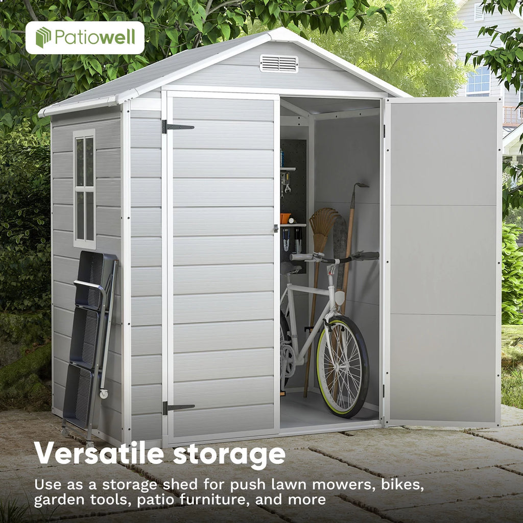 6x4 Resin Outdoor Storage Shed Grey & White H58157