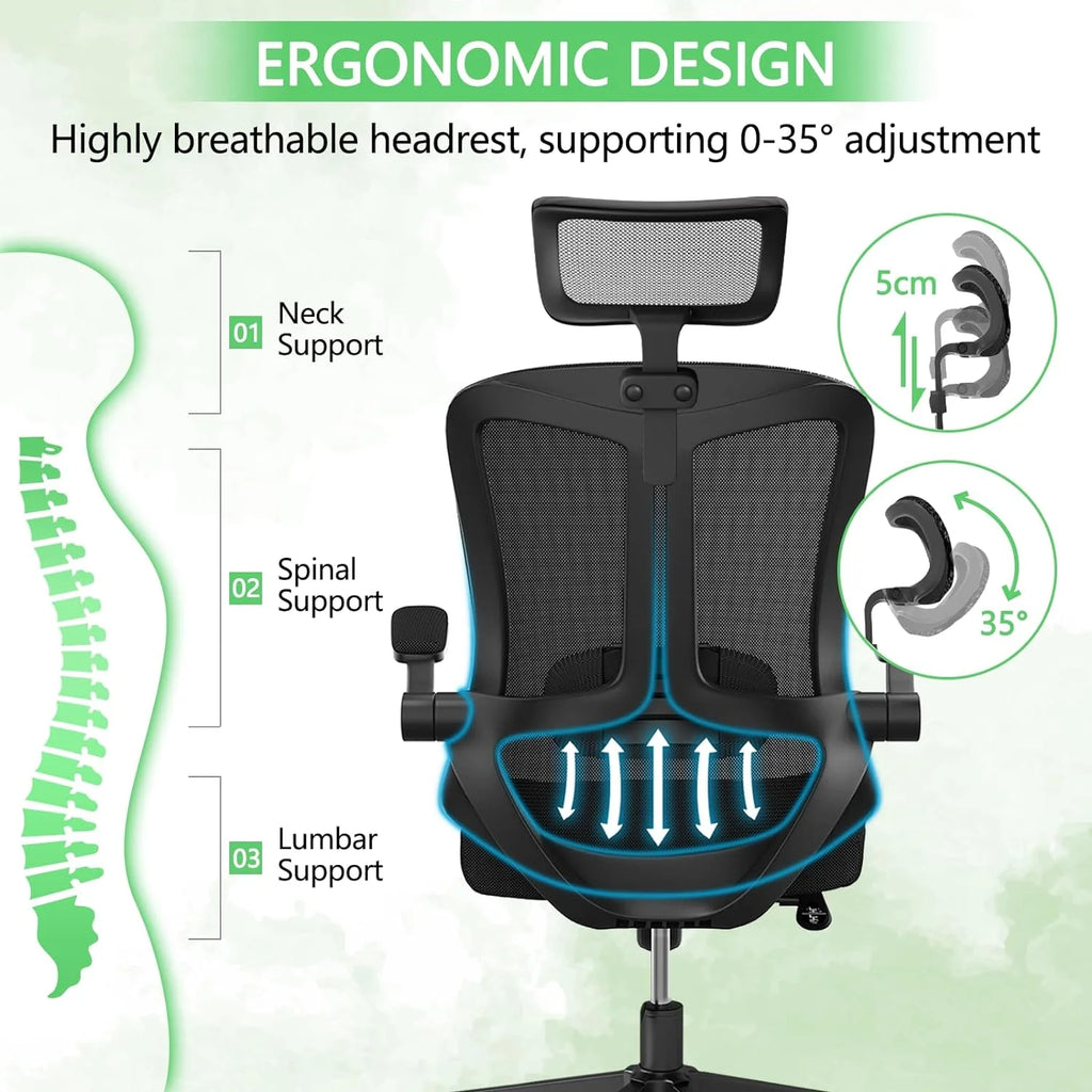 Khaki Ergonomic Mesh Computer Chair with Lumbar Support Y933084