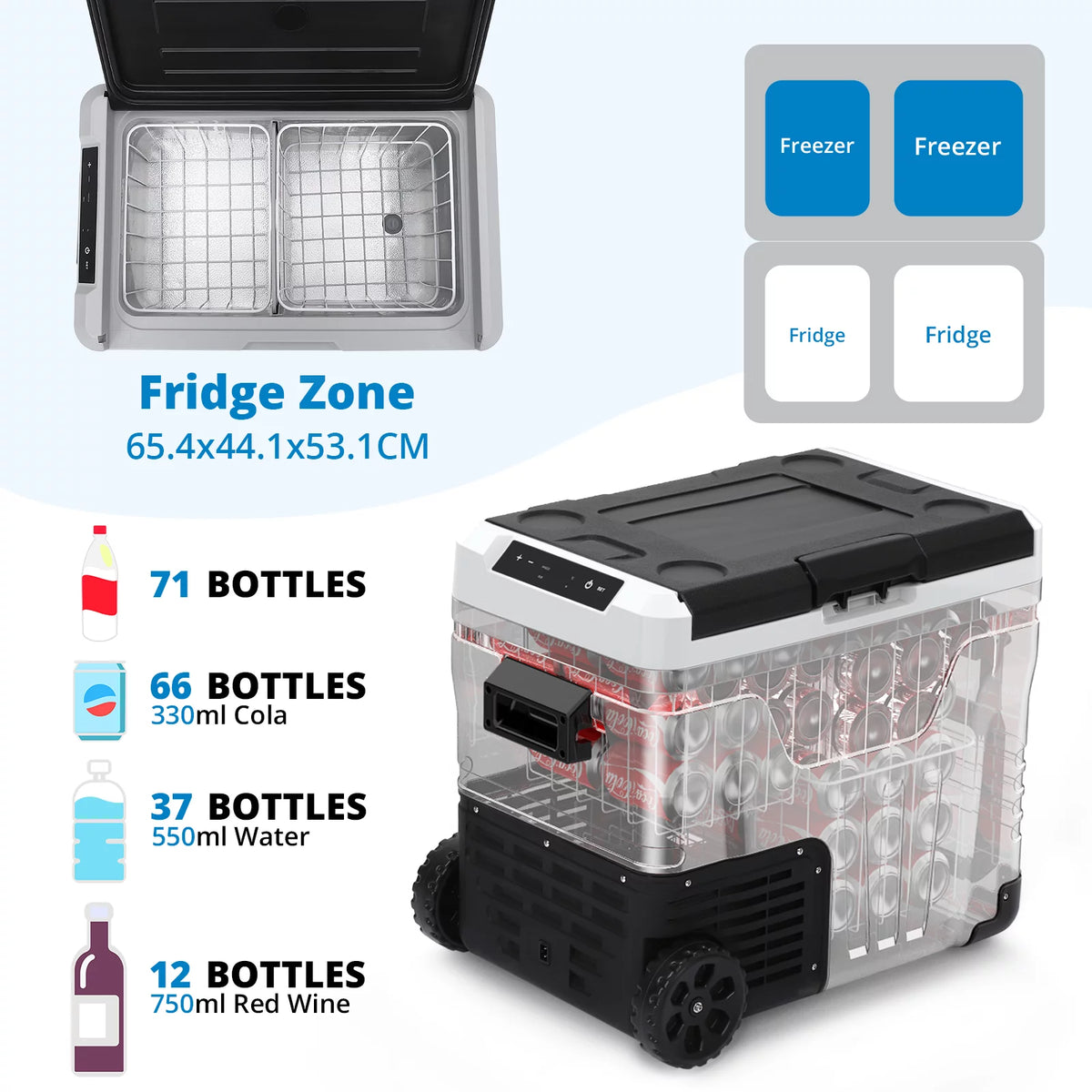 12V 53 Quarts Portable Car Refrigerator O2746