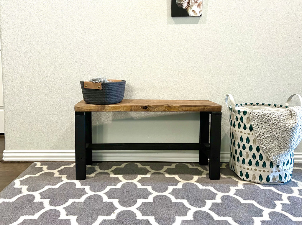 Two Tone Solid Pine Wood Entryway Accent Bench W786514