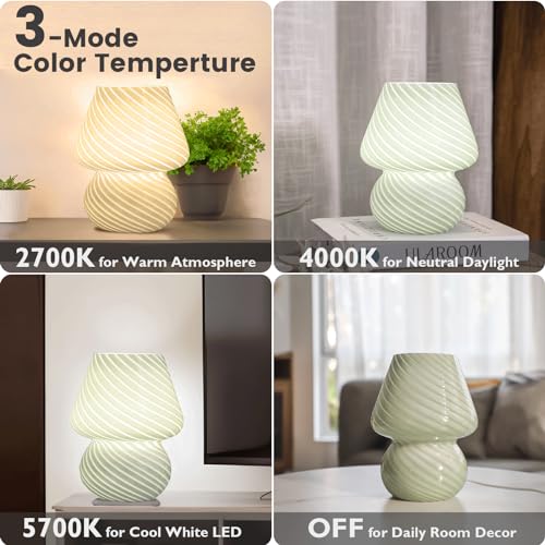 Mushroom Small Bedside Table Lamp with 3 Temperature LED Bulb P747