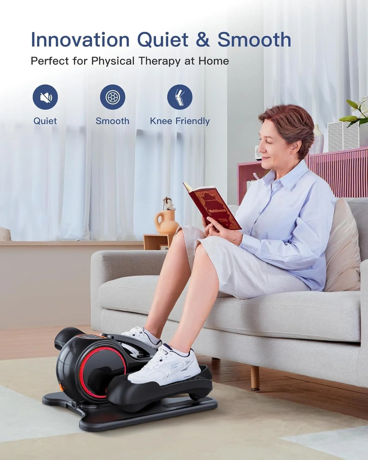 Under Desk Elliptical with Remote Control & Non-Slip Pedals T5821