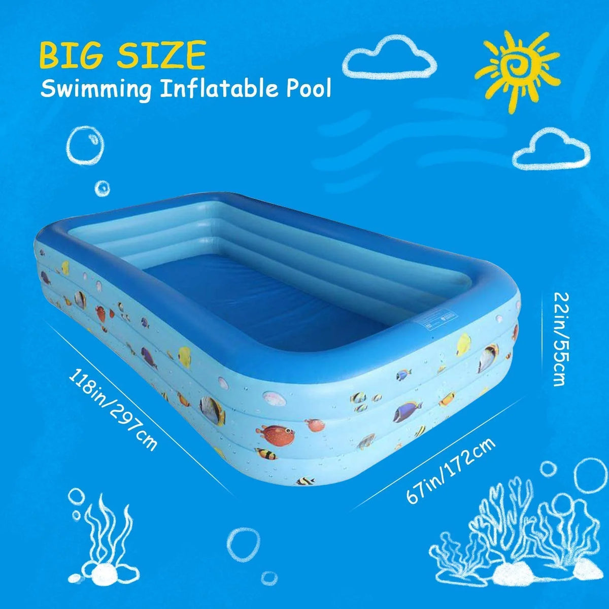 Inflatable Pool 9.83 x 6 x 1.83 ft Rectangular Z758867