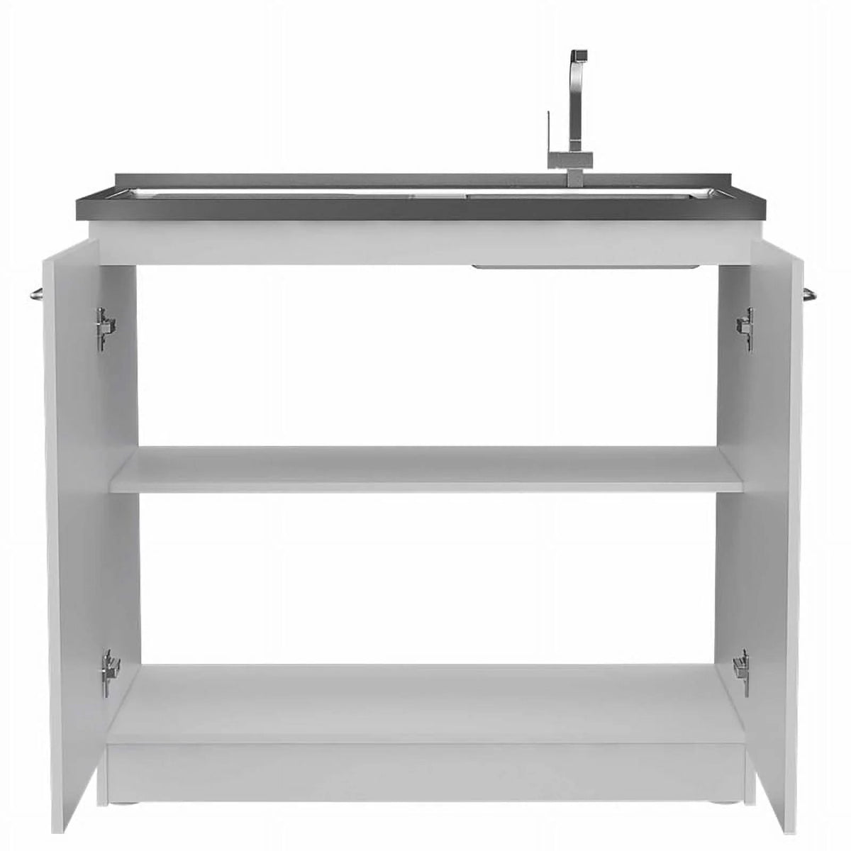 White Modern Engineered Wood Utility Sink with Cabinet N3871