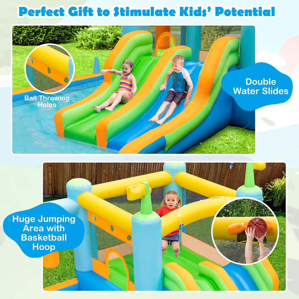 Inflatable Water Slide Park with Double Slides Splash Pool G16858