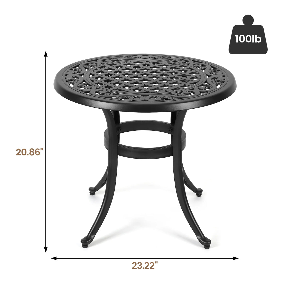 Cast Aluminum Round Bistro Table with Umbrella Hole O2451