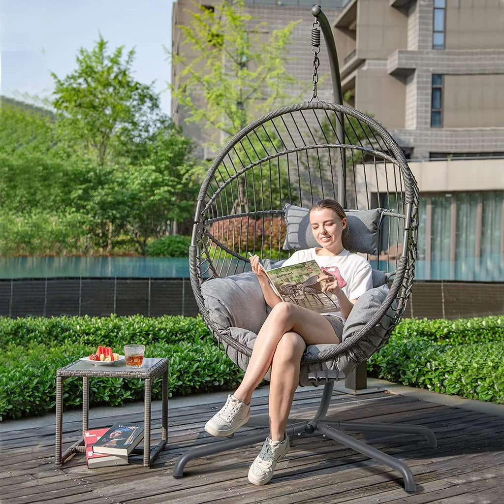 Oversized Dark Gray Hammock Chair with Stand W497