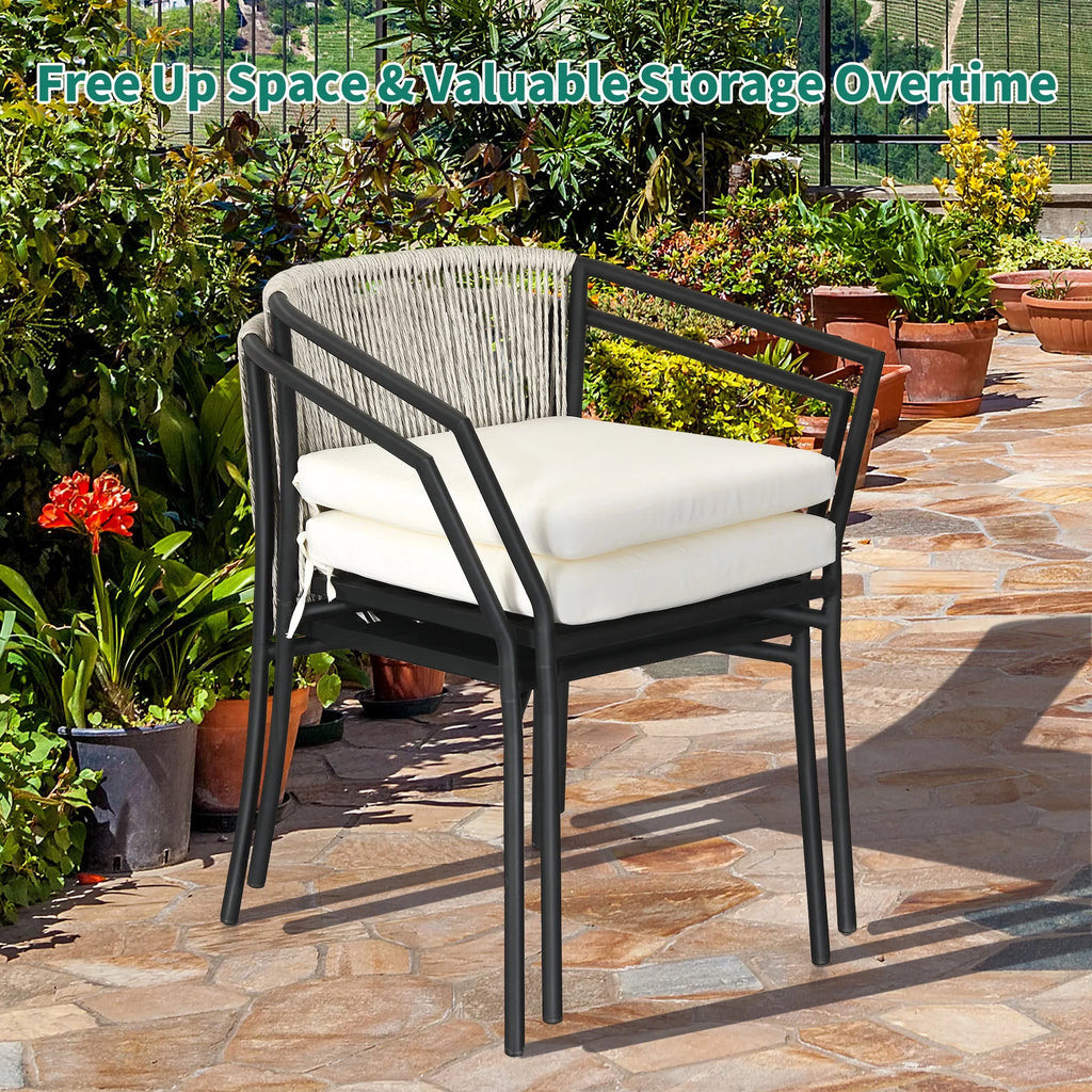 3-Piece Outdoor Wicker Bistro Set with Cushions G9389