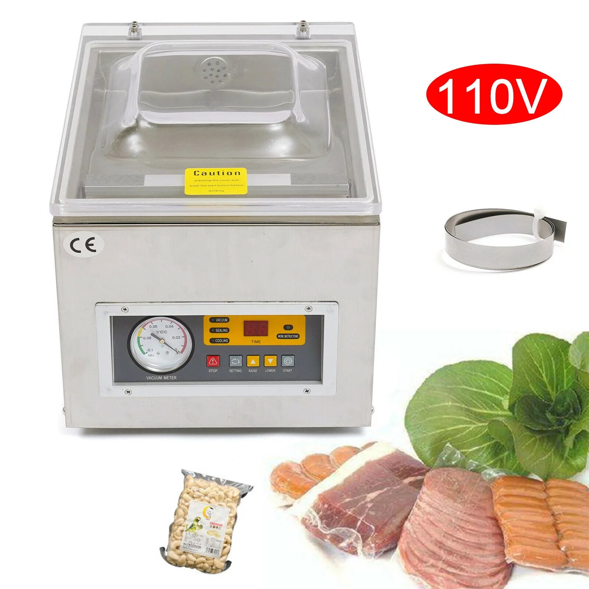 5.5L Commercial Tabletop Chamber Vacuum Sealer 120W 110V T296421