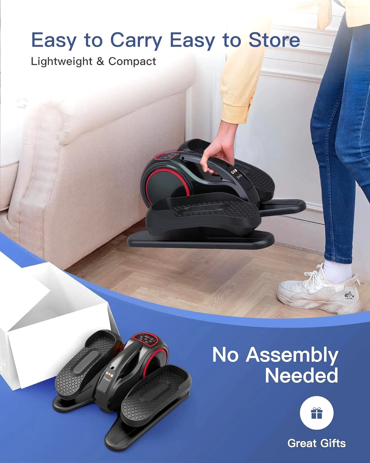 Under Desk Elliptical with Remote Control & Non-Slip Pedals T5821