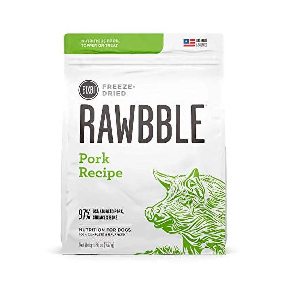 Freeze Dried Dog Food, Pork Recipe, 26 Oz B729419