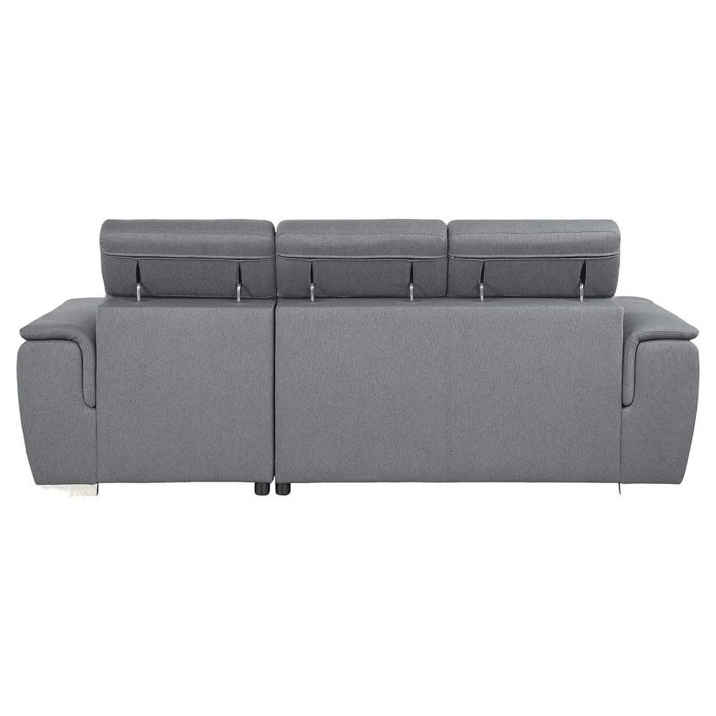 Gray 2-Piece Fabric Sectional with Pull-Out Bed N3457