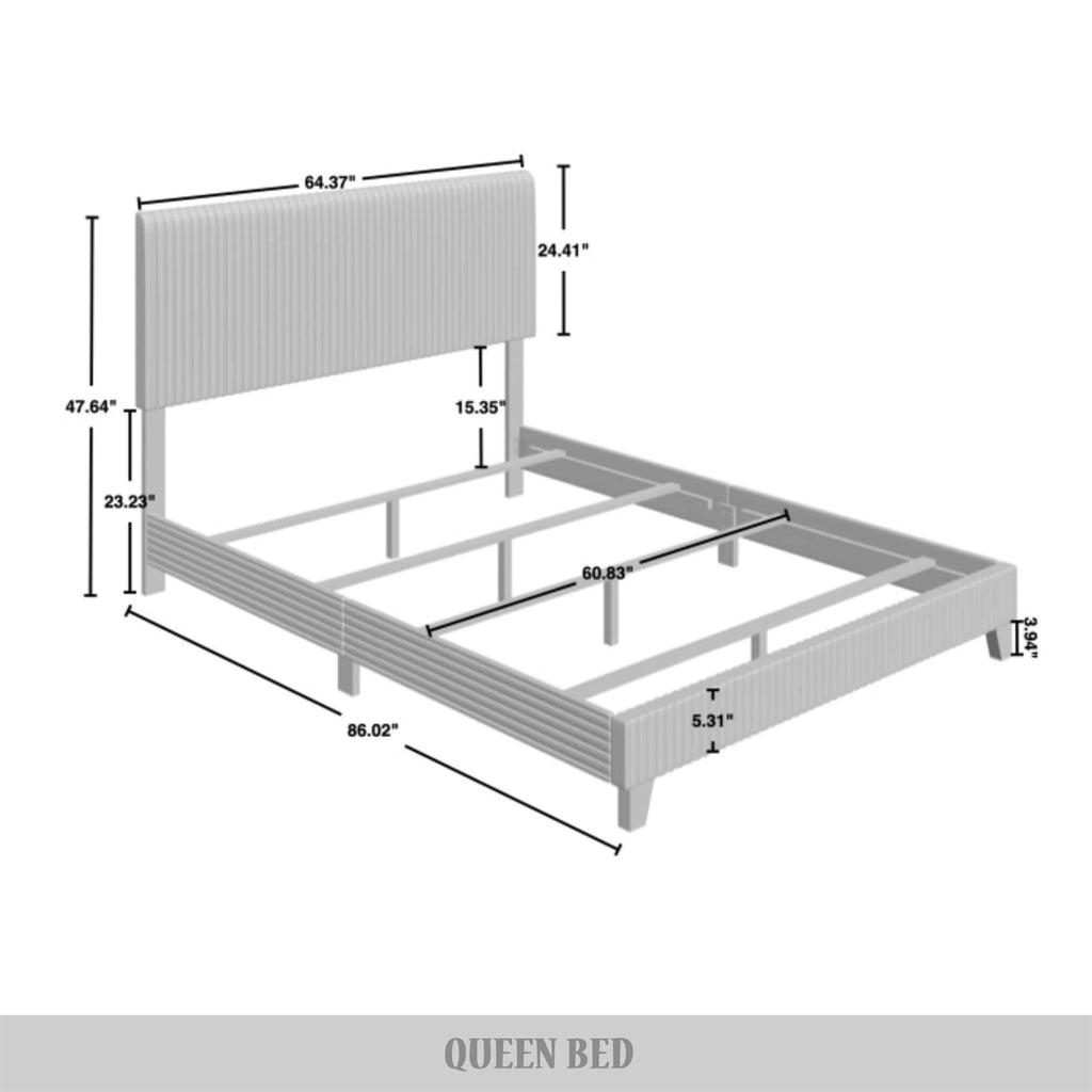 Black Velvet Upholstered Full Bed W7338