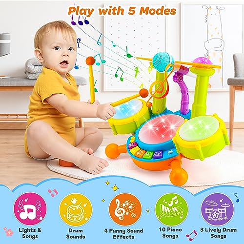 Kids Drum Set with Microphone U4094