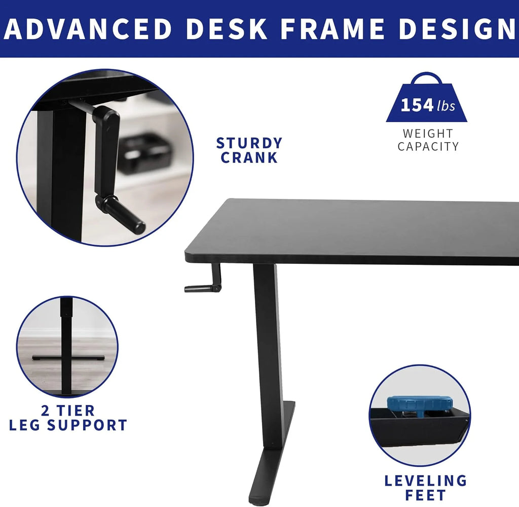Manual Height Adjustable 36 X 24 Inch Black Standing Desk C64050
