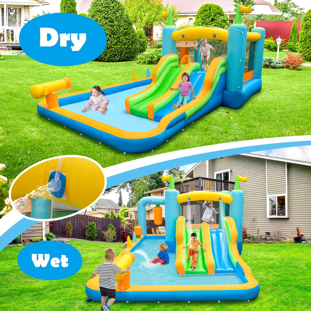 Inflatable Water Slide Park with Double Slides Splash Pool G16858